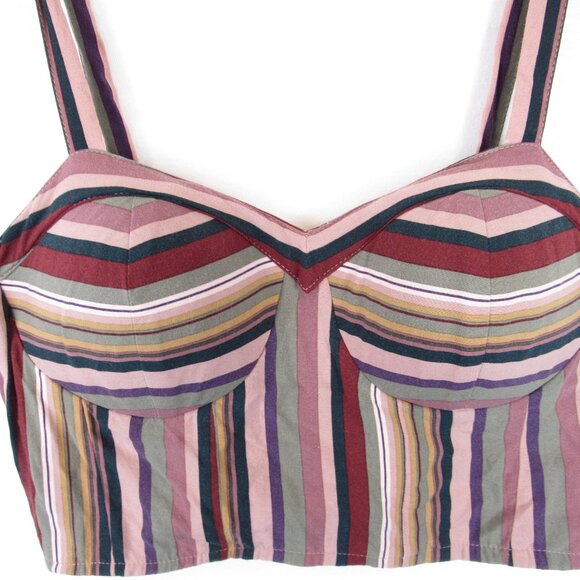 Xhilaration Junior's Size S Multicolor Striped Bustier Crop Top Smocked - Picture 2 of 6